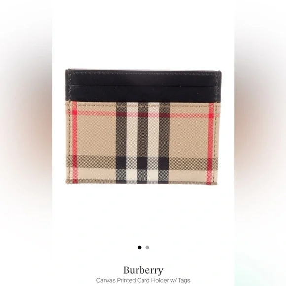 Burberry Card Holder Tartan Plaid Tan Neutral NWT - Picture 1 of 8